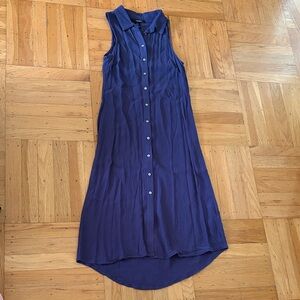 Sleeveless Blue Button-Down Dress